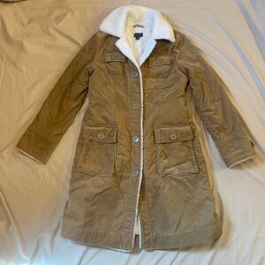 American Eagle Outfitters Tan Coat with White Lining